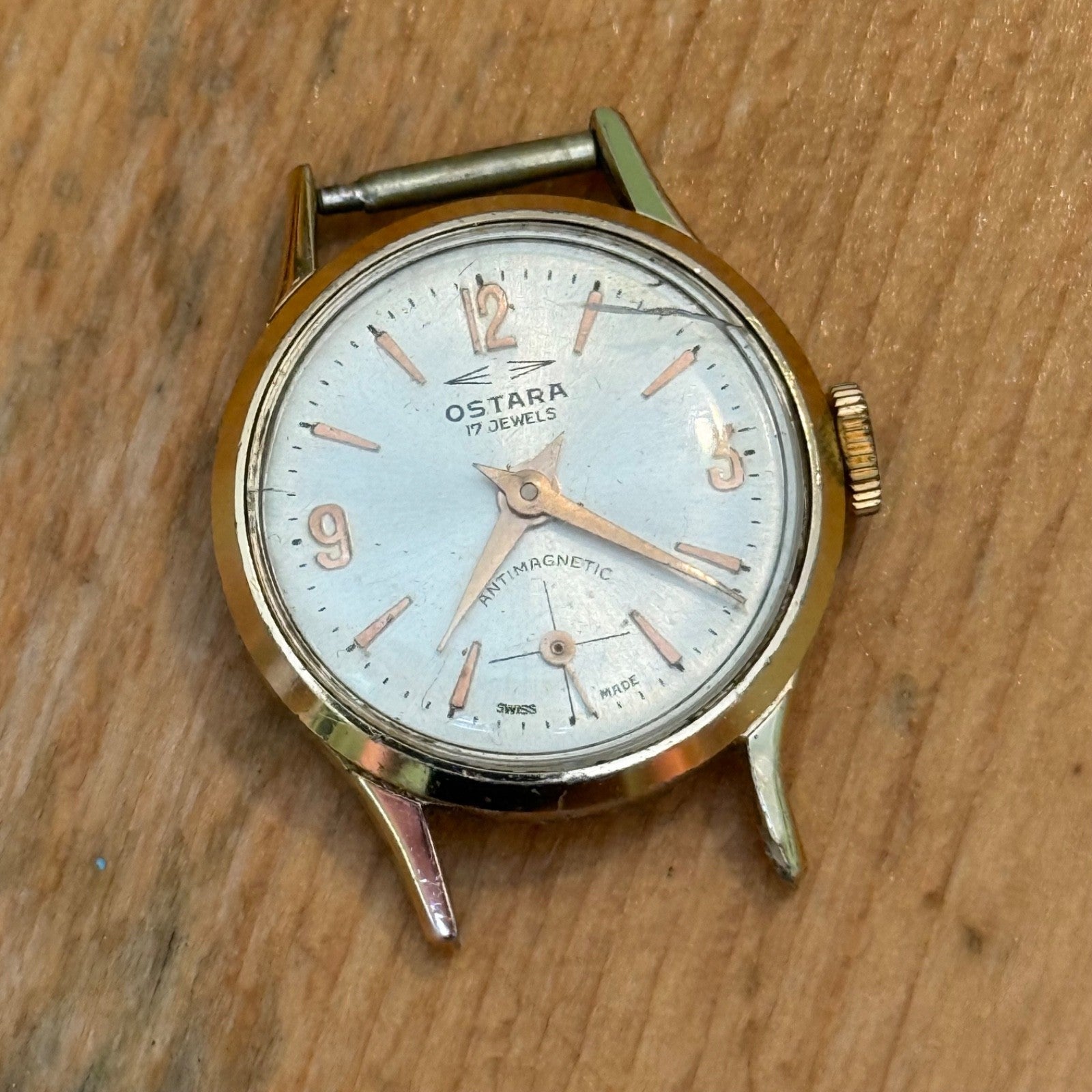 22mm Running Vintage Ostara 17 Jewels Swiss Sub Seconds Manual Wind Watch PARTS