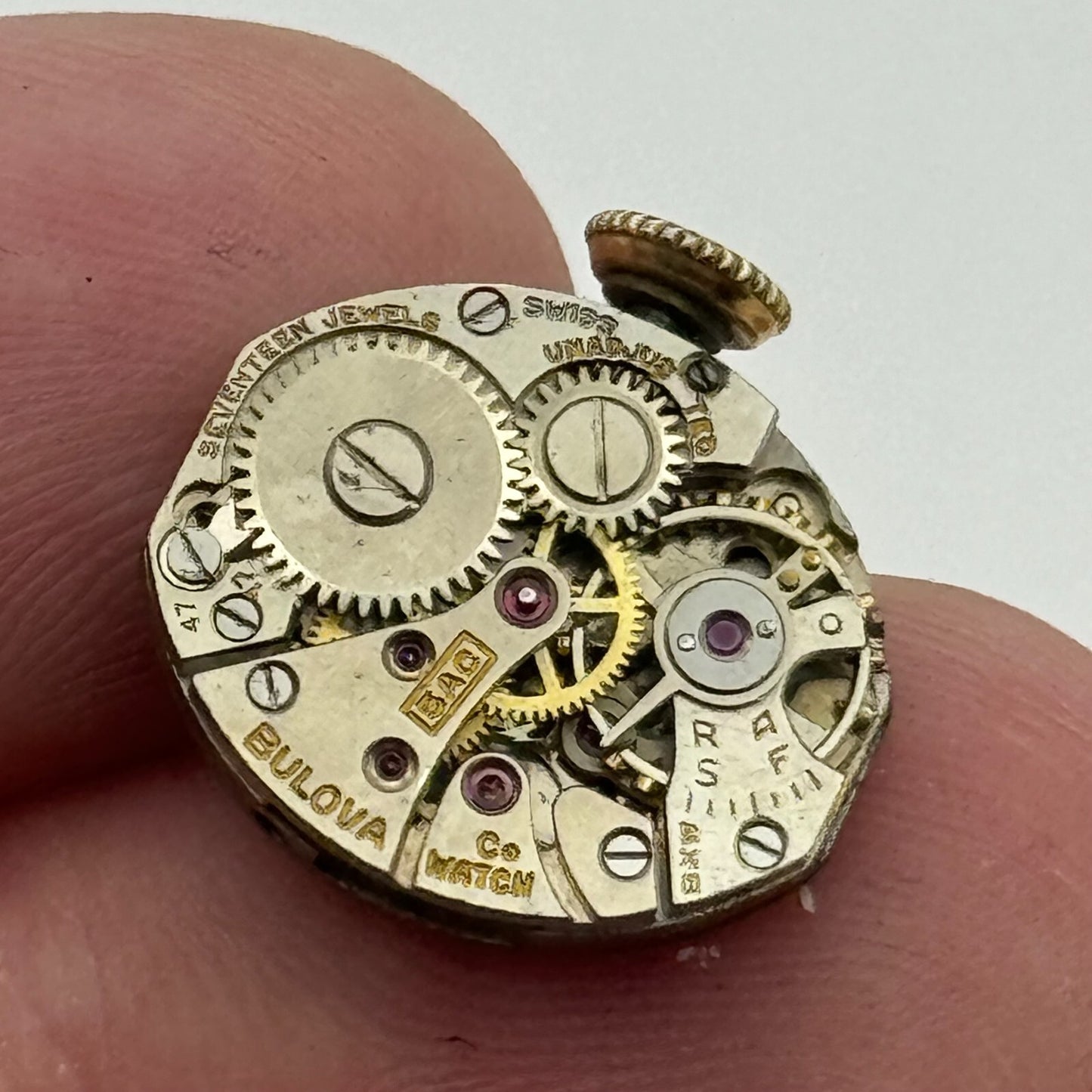 12.8mm Bulova Ladies 5AC Manual Wind Swiss 17 Jewels Watch Movement PARTS SPARES