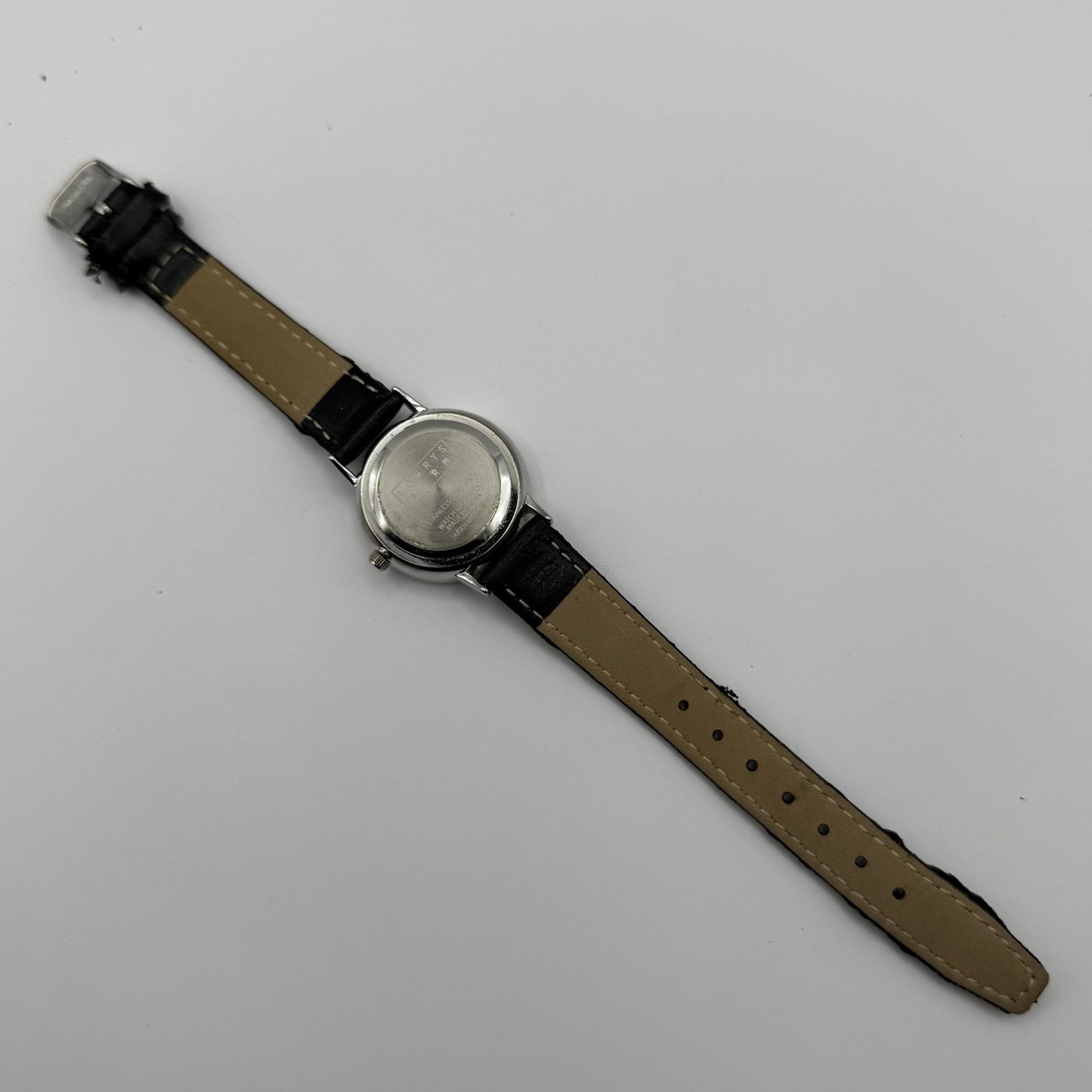 Lowrys Arm Ladies Quartz Watch White Dial Black Strap Japan Working 28mm