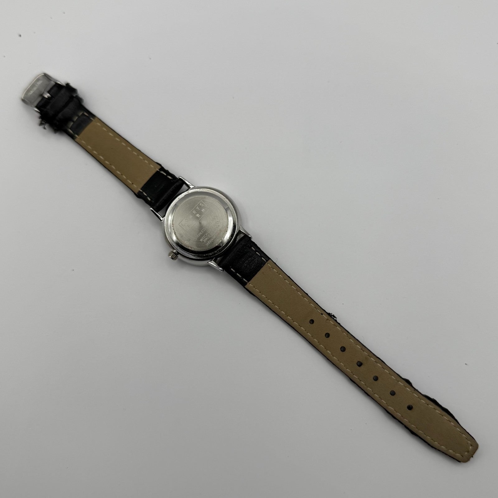 Lowrys Arm Ladies Quartz Watch White Dial Black Strap Japan Working 28mm