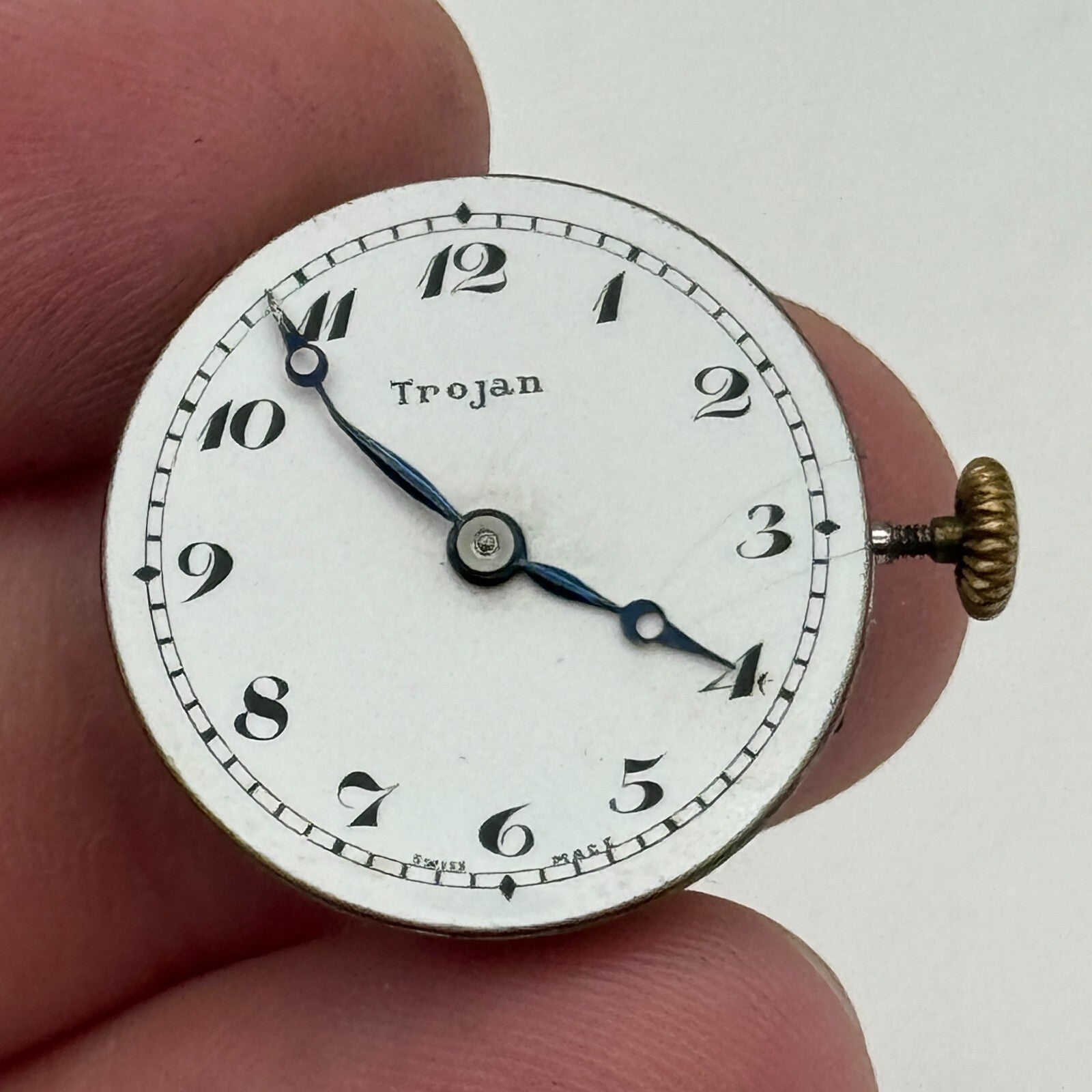 22mm Trojan 9 3/4 Swiss 15 Jewels Trench Watch Movement Manual Wind PARTS SPARES