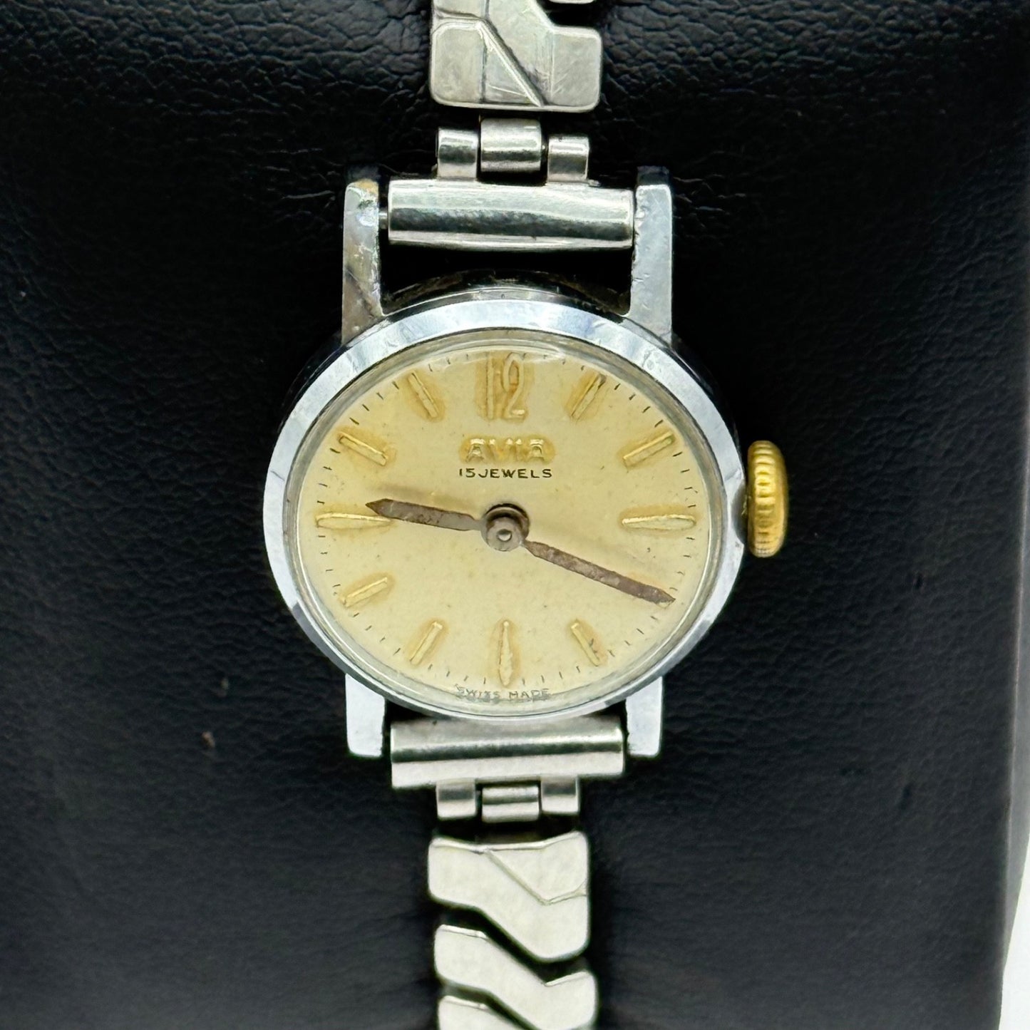 20mm Vintage Ladies Avia 15 Jewels Swiss Stainless Steel Manual Wind Watch PARTS