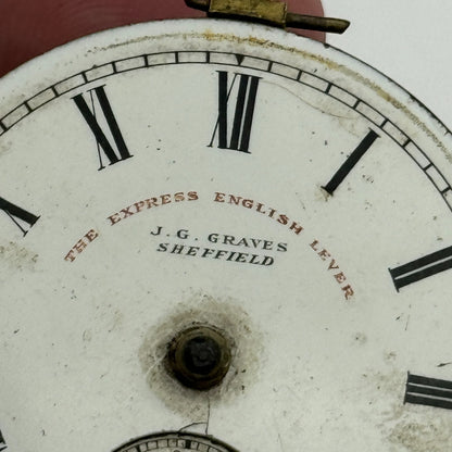 44.7mm Antique J G Graves English Express Lever Pocket Watch Movement PARTS