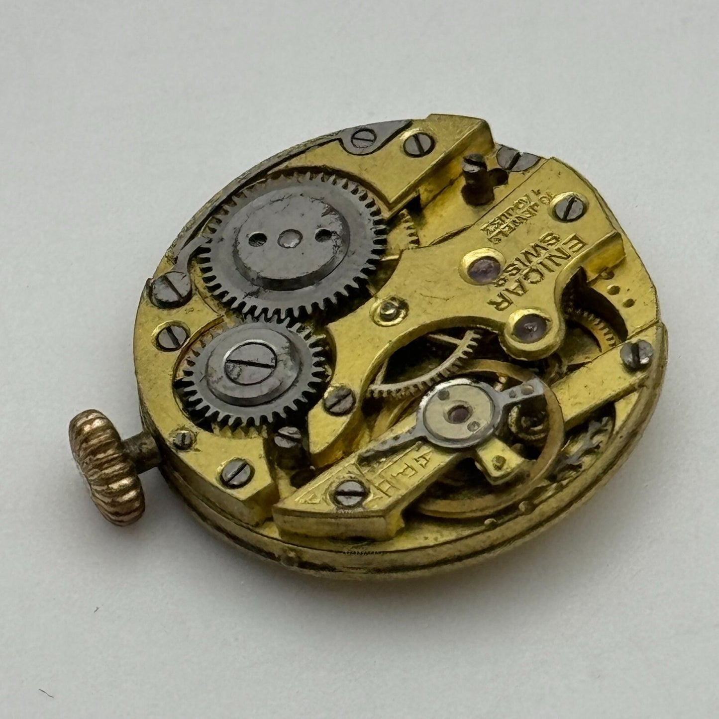 23.6mm Rare Antique Enicar Trench Watch Movement Manual Wind Swiss Vintage PARTS