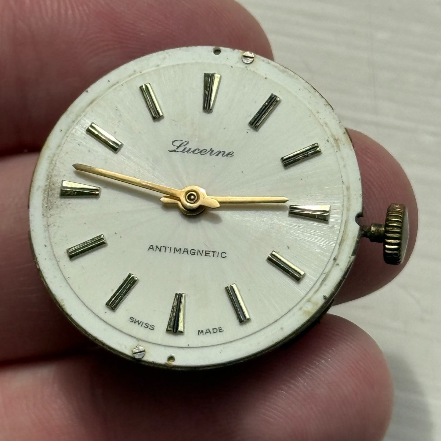 34mm Men's Vintage Lucerne Antimagnetic Swiss Manual Wind Watch PARTS REPAIR