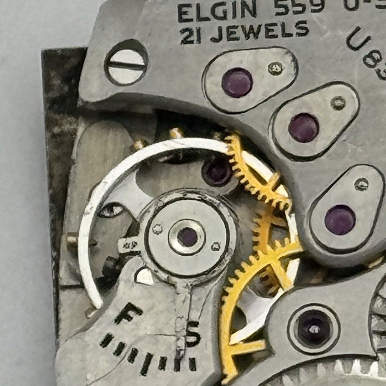 15/0s Running Lord Elgin Grade 559 Model 3 American Watch Movement PARTS SPARES