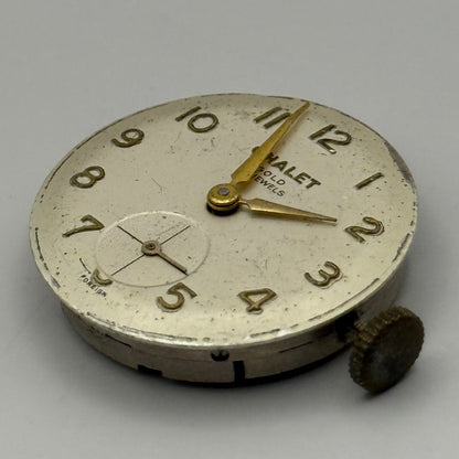 Chalet Gold 21 Jewels Watch Movement Running Manual Wind Vintage Parts 23.3mm