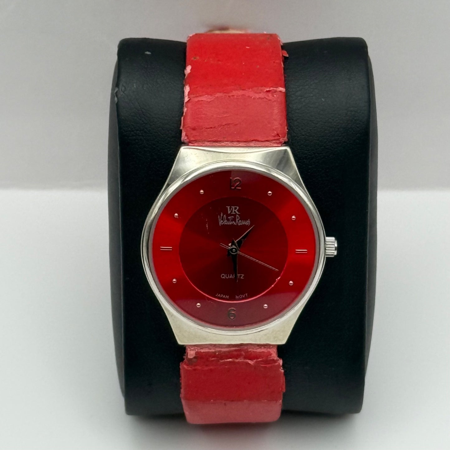 32mm Working Valentin Ramos Ladies 32mm Quartz Watch Needs New Strap Red Dial