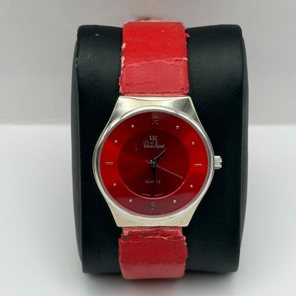 32mm Working Valentin Ramos Ladies 32mm Quartz Watch Needs New Strap Red Dial