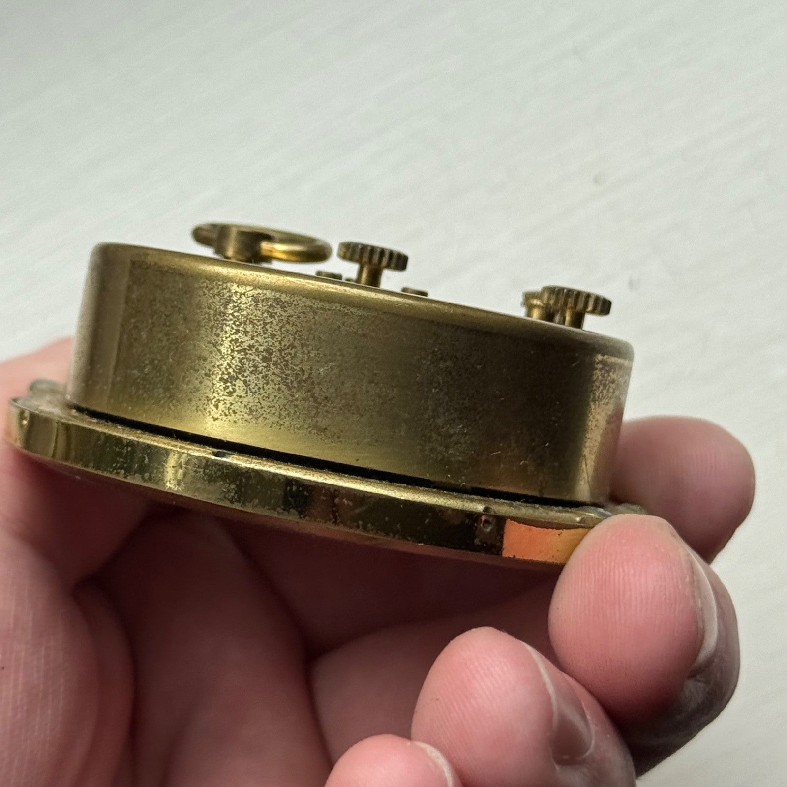 63mm Vintage Acme De Luxe Travel Desk Clock Jewelled Made In Germany To Restore