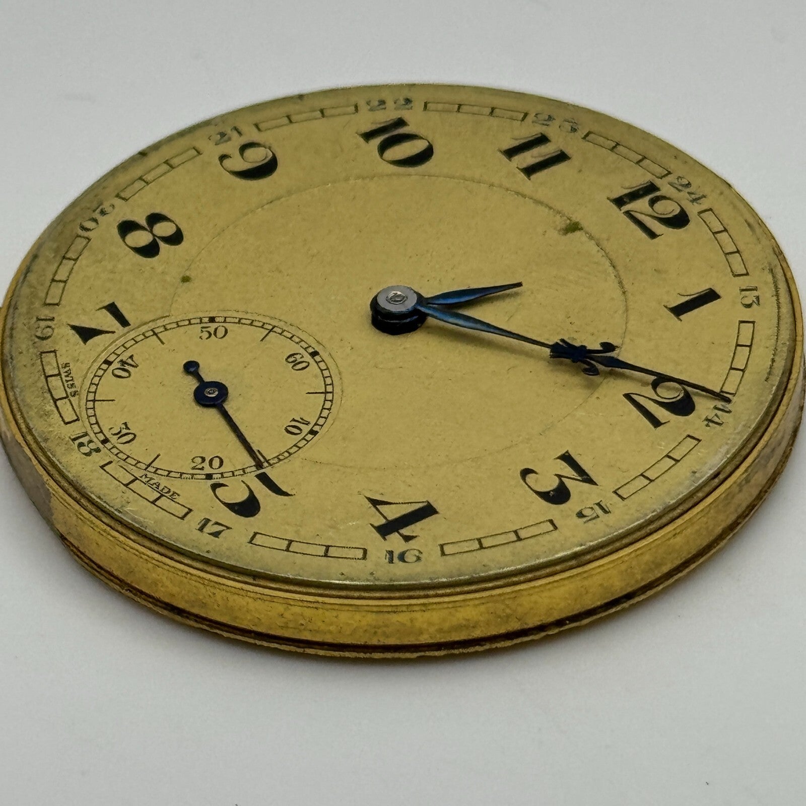 42.9mm Unidentified Open Face Sub Seconds Swiss Pocket Watch Movement PARTS