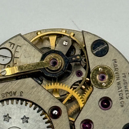 Marvin 17 Jewels Non Magnetic Watch Movement Manual Wind Vintage Parts 23.2mm