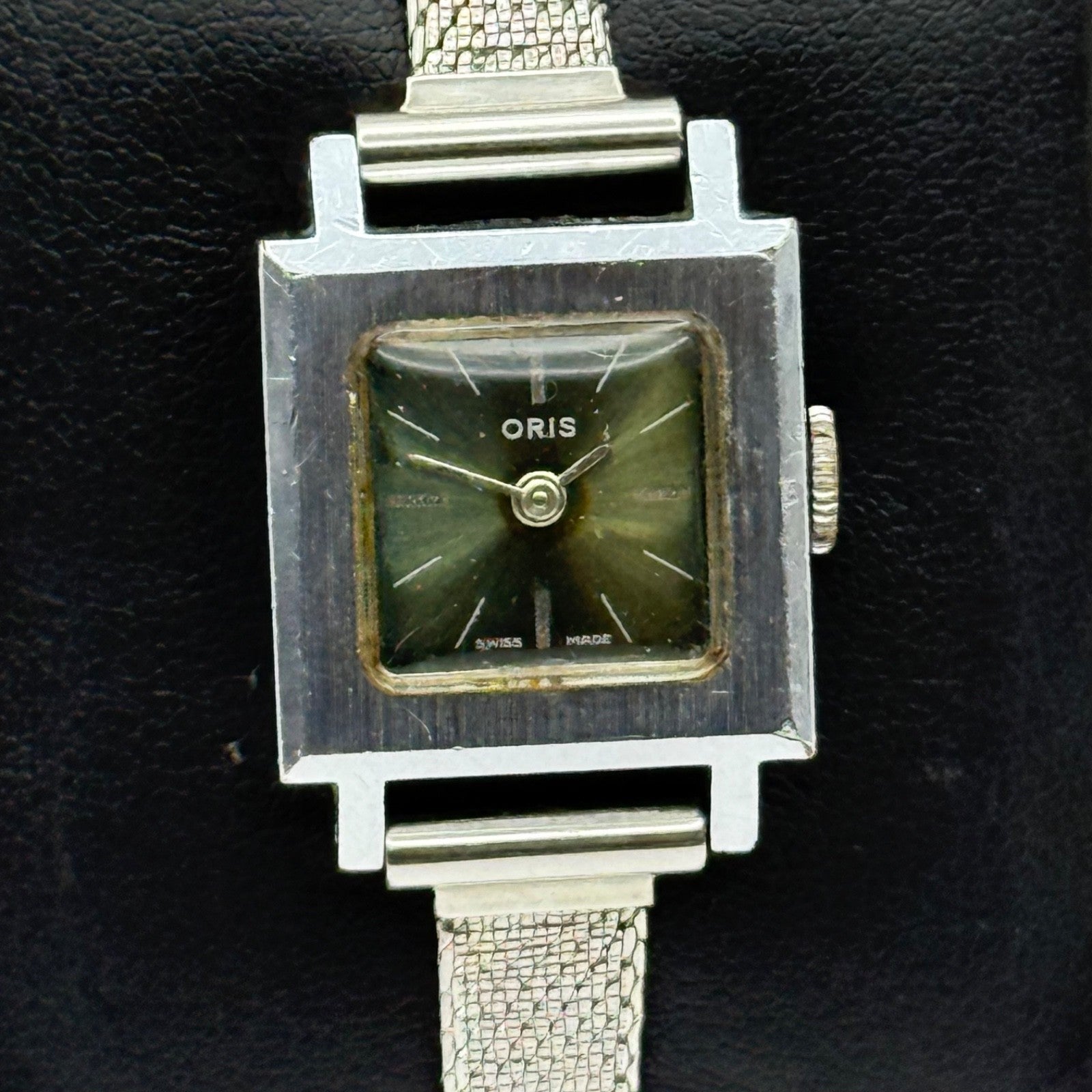20mm 1970s Vintage Oris Green Dial Ladies Engraved Manual Wind Watch PARTS