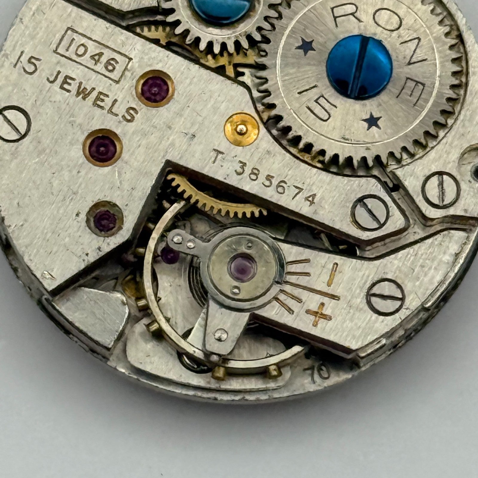 FHF 70 Watch Movement Rone Fifteen 1046 Manual Wind Vintage Parts Repair 23.7mm