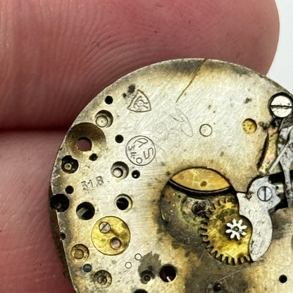25.8mm AS 340 A Schild Watch Movement And Art Deco Tank Case 15 Jewels PARTS