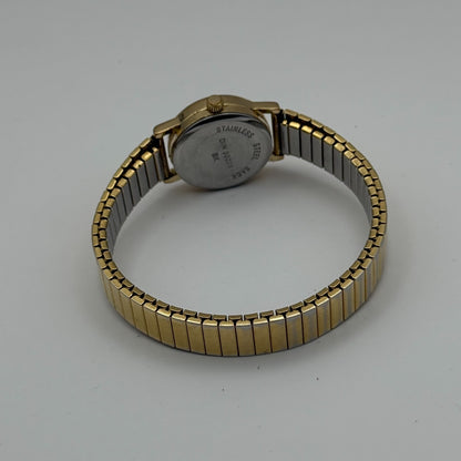 Ingersoll Ladies Quartz Watch White Dial Gold Tone Stretch Band Working 21mm