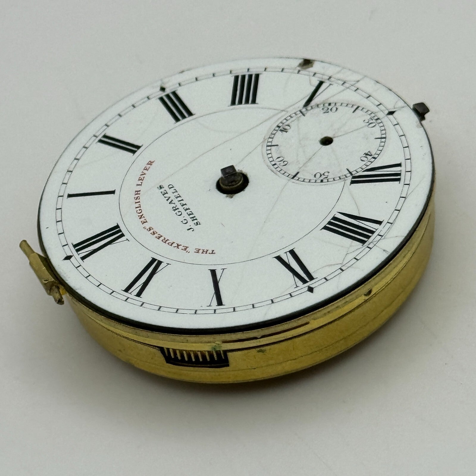44.9mm Antique J G Graves Sheffield English Express Lever Pocket Watch Movement