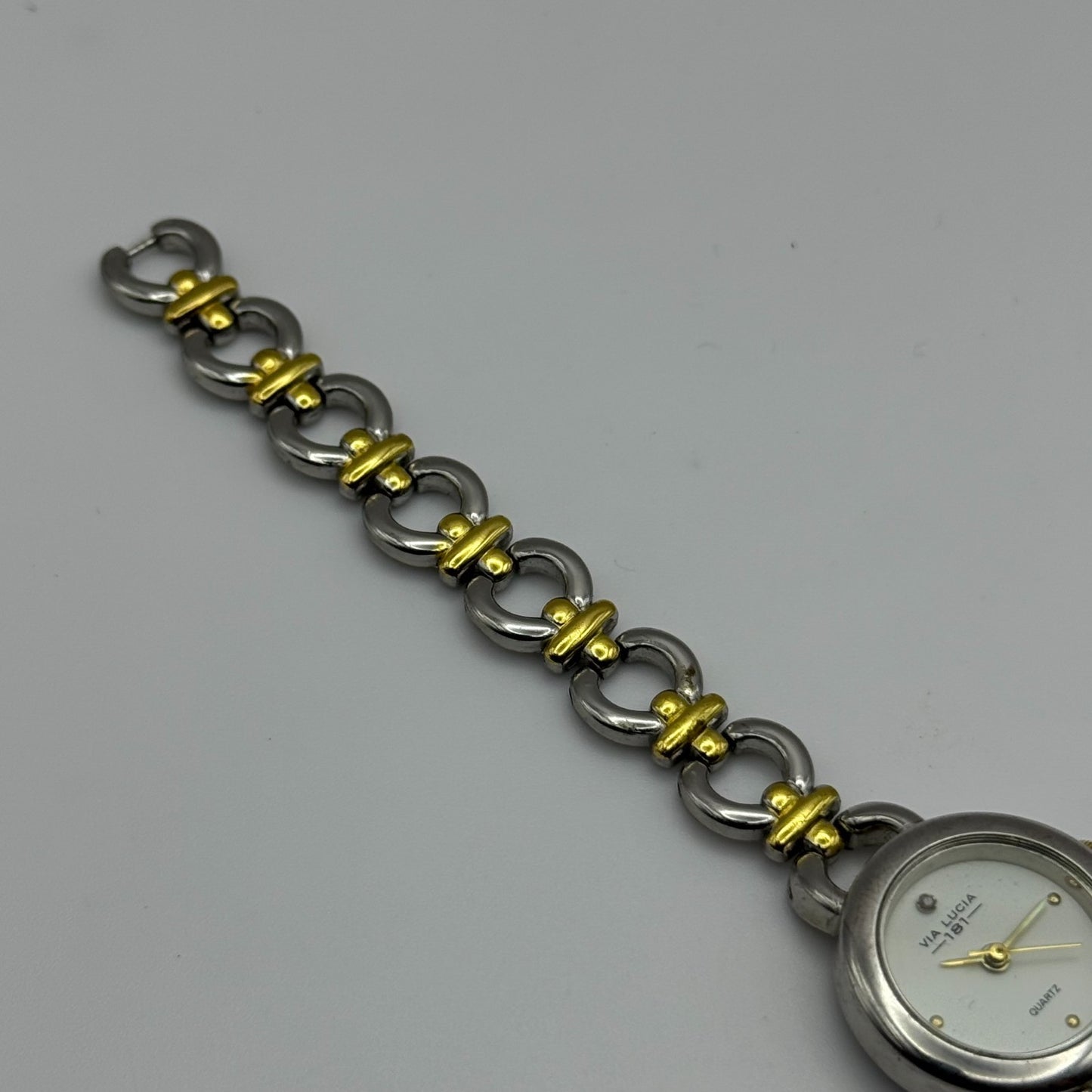 22mm Working Ladies Via Lucia 181 Two Tone Gold And Silver Quartz Watch 7 Inches