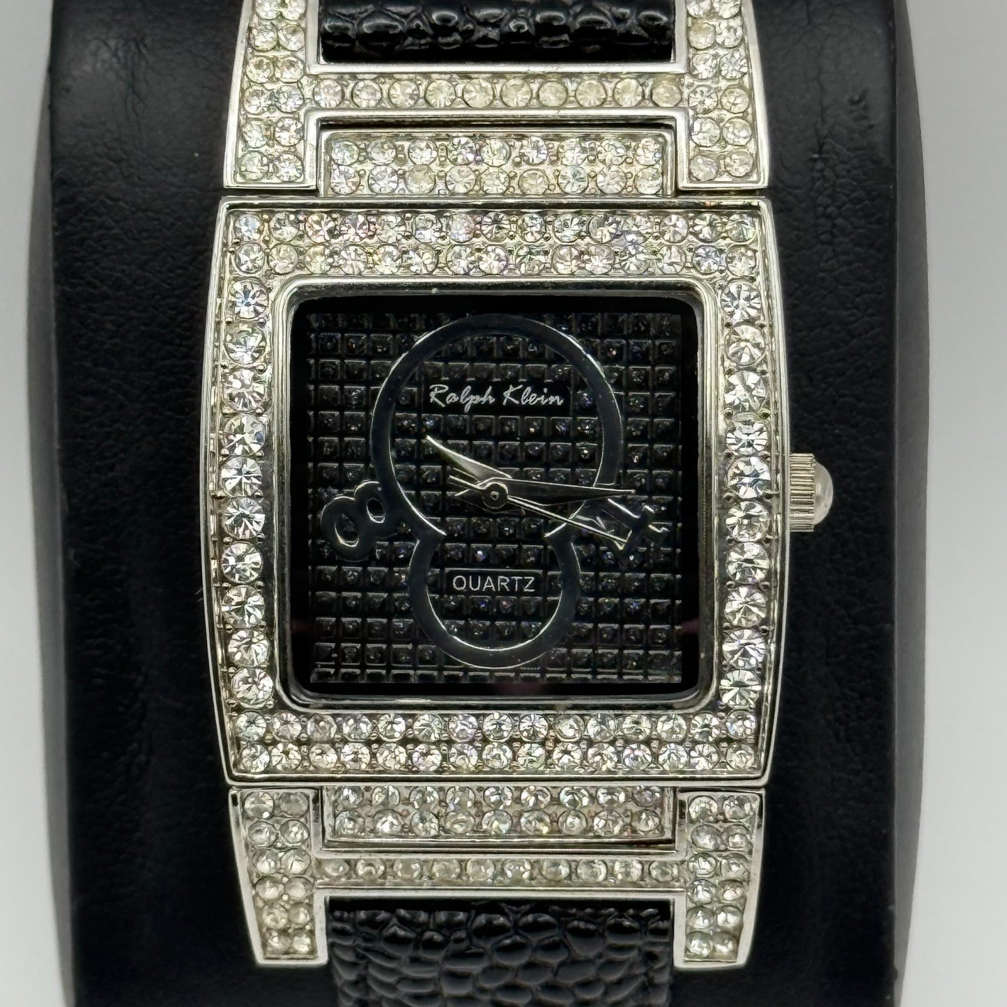 Ralph Klein CNL Ladies Quartz Watch Black Dial Crystal Bezel Working 29mm