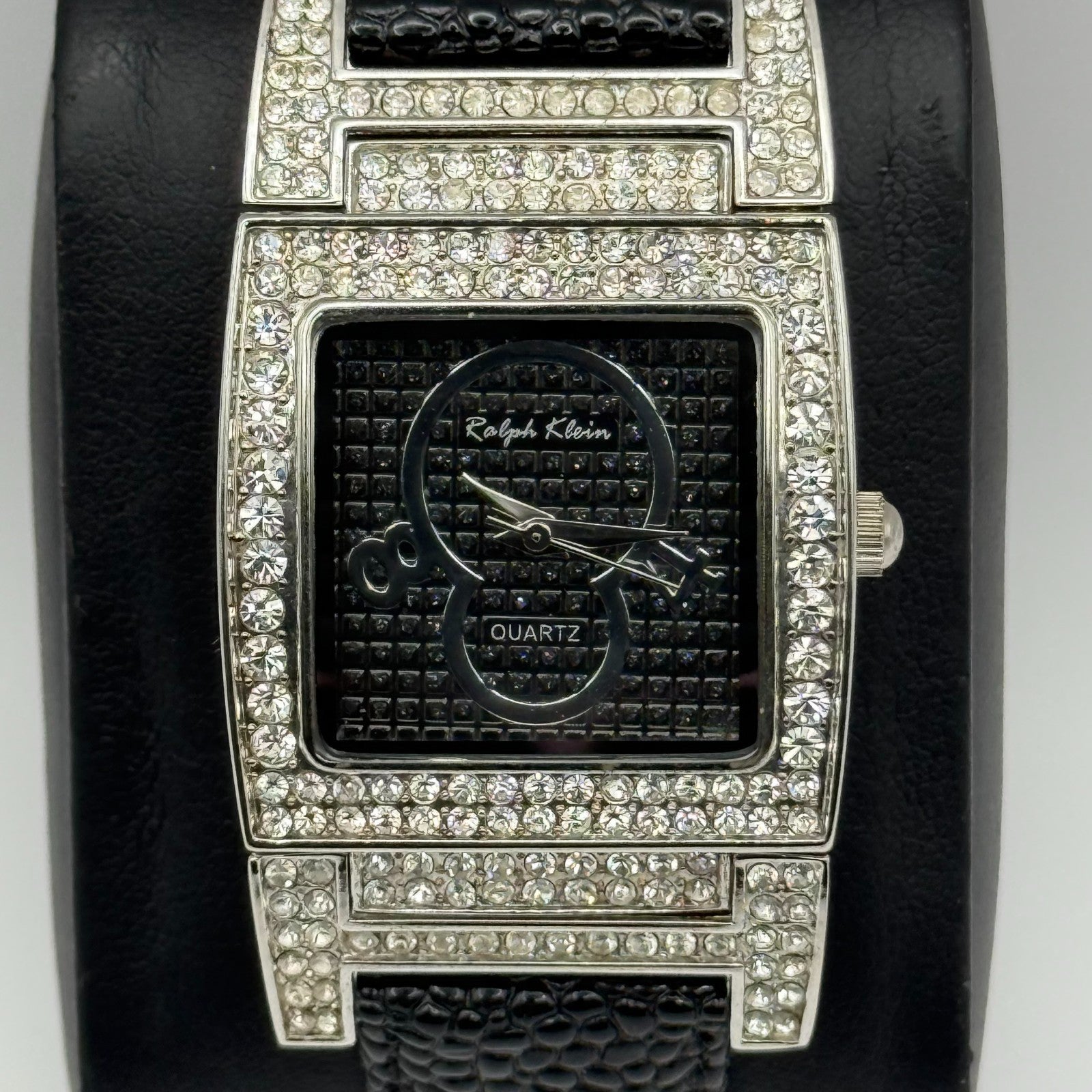 Ralph Klein CNL Ladies Quartz Watch Black Dial Crystal Bezel Working 29mm