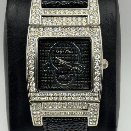 Ralph Klein CNL Ladies Quartz Watch Black Dial Crystal Bezel Working 29mm