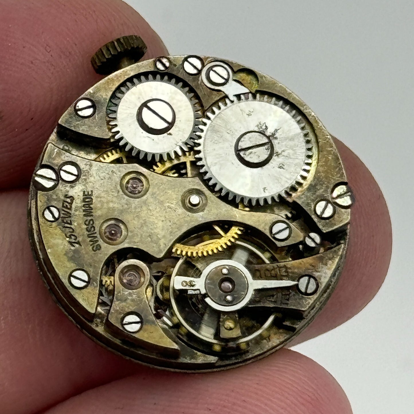 23.6mm Running Unidentified Swiss Trench Watch Movement Manual Wind  PARTS