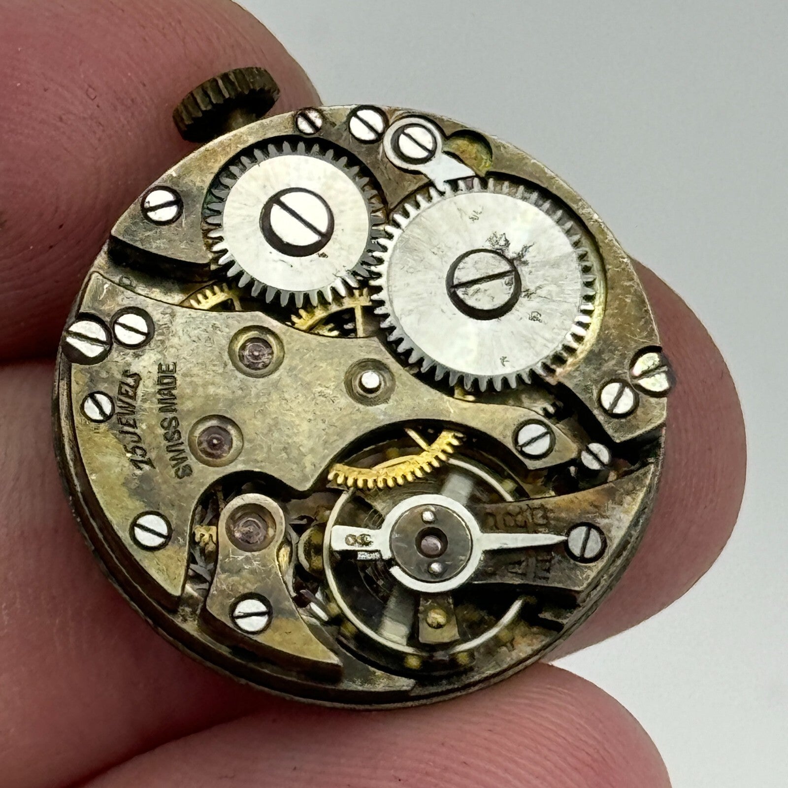 23.6mm Running Unidentified Swiss Trench Watch Movement Manual Wind  PARTS