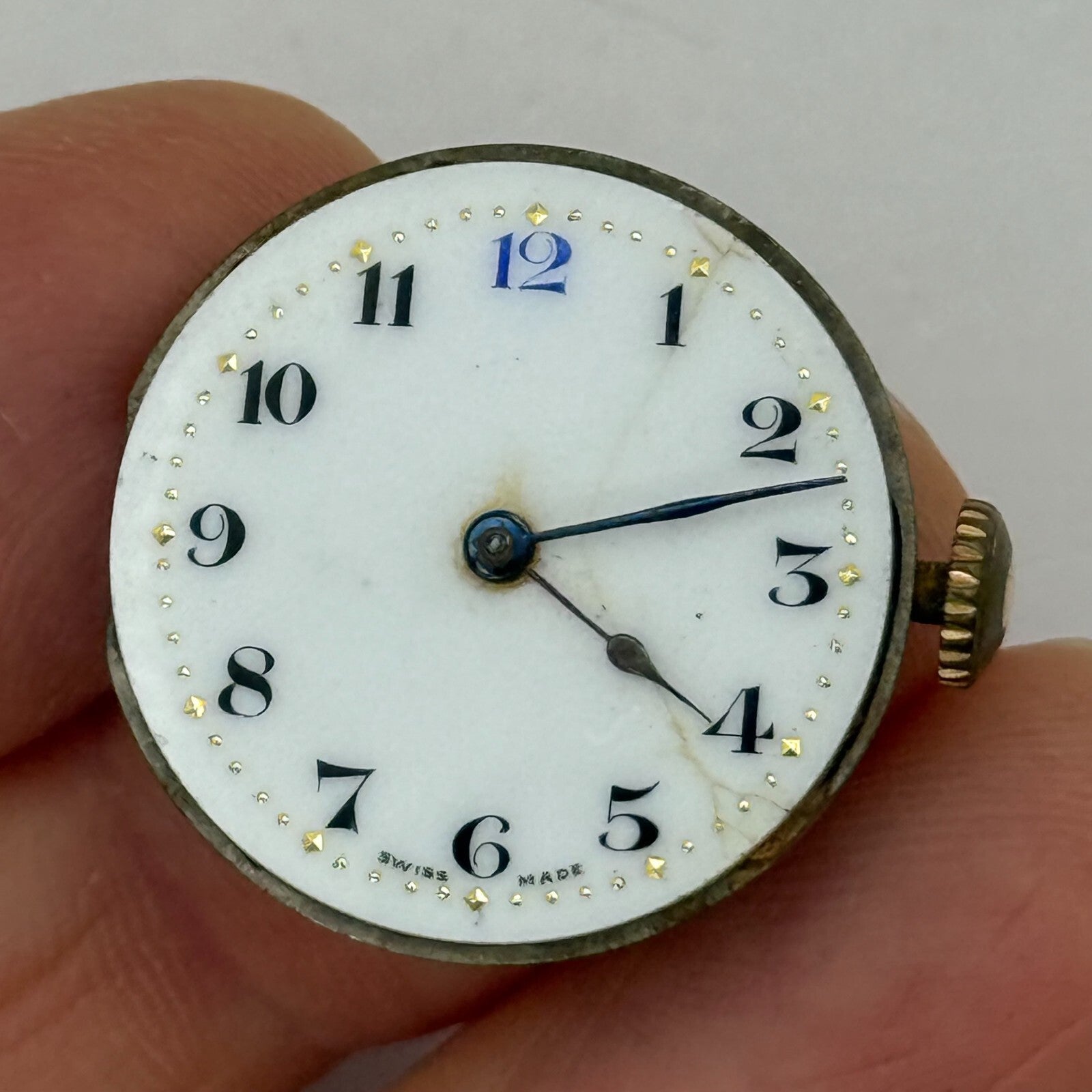 23.6mm Vintage Visible 15 Jewels Trench Watch Movement Manual Wind PARTS REPAIR