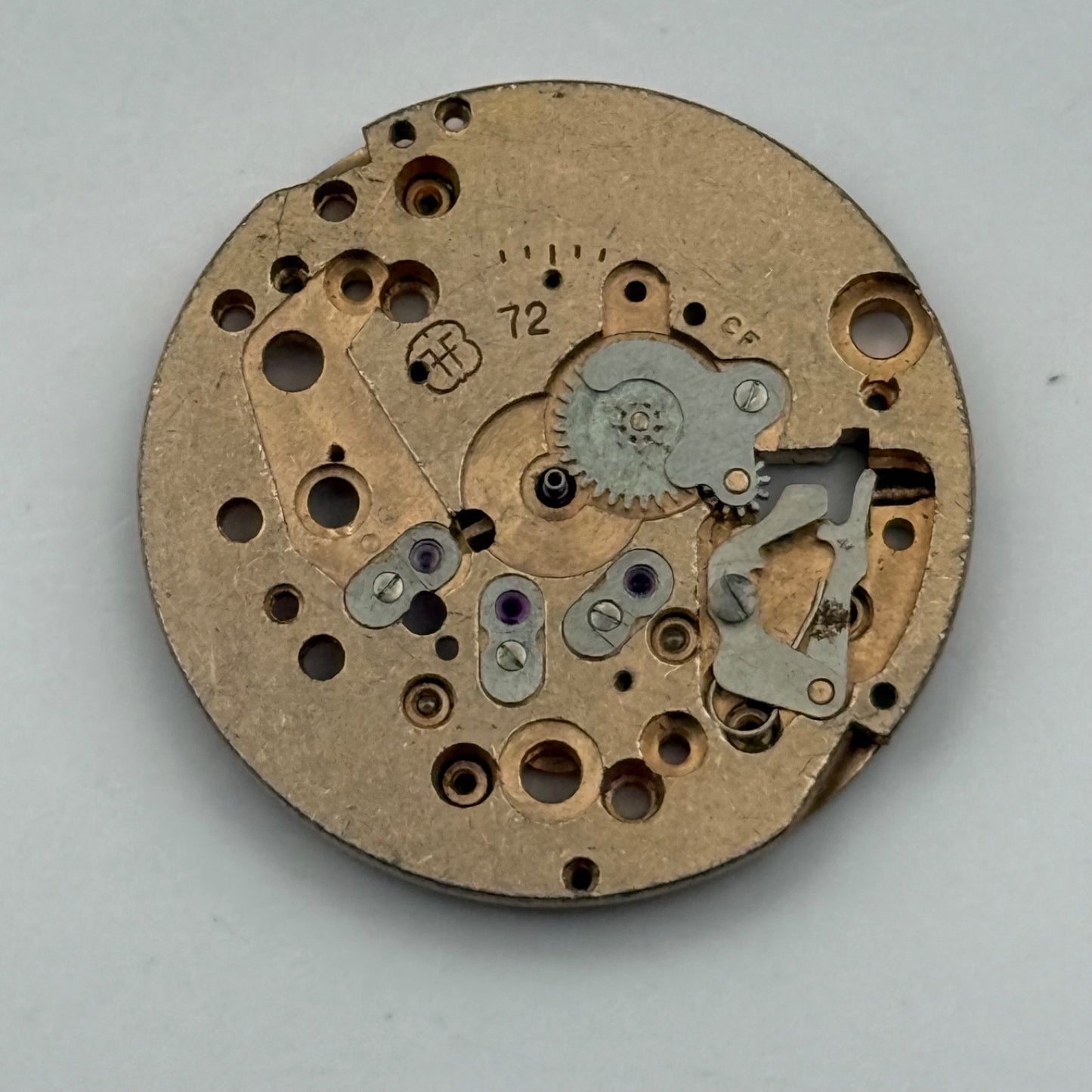 FHF 72 Watch Movement Main Plate Manual Wind Vintage Swiss Parts Repair 25.9mm