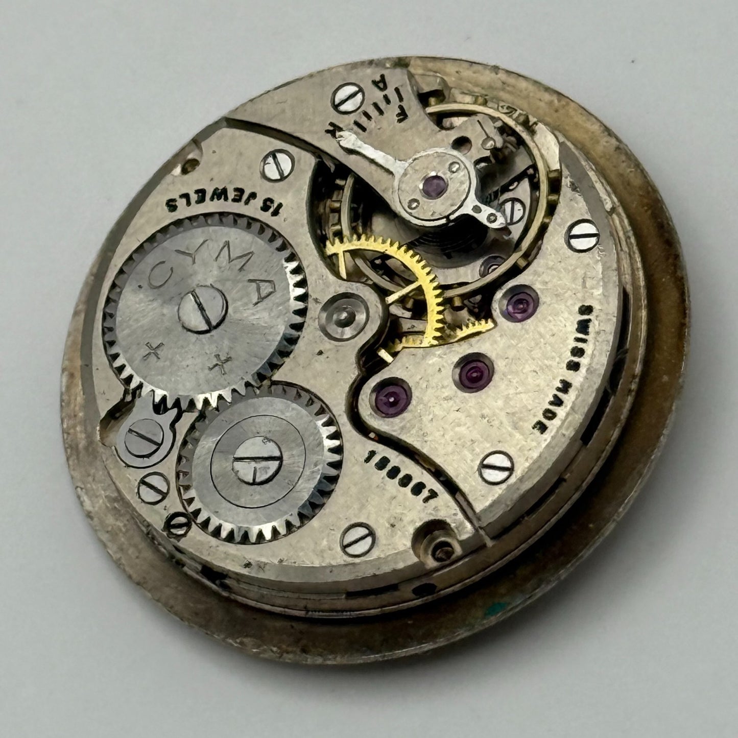 Cyma 162 Watch Movement Manual Wind Vintage Swiss 15 Jewels Parts Repair 23.5mm