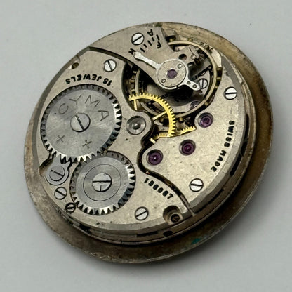 Cyma 162 Watch Movement Manual Wind Vintage Swiss 15 Jewels Parts Repair 23.5mm