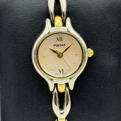 20mm Working Ladies Pulsar V401-X209 Two Tone Quartz Japan Watch 6.5 Inches