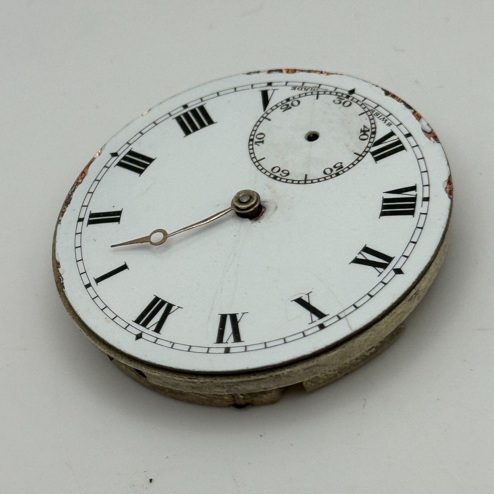 43.1mm Vintage 15 Jewels Swiss 3 Adjus Sub Seconds Pocket Watch Movement PARTS