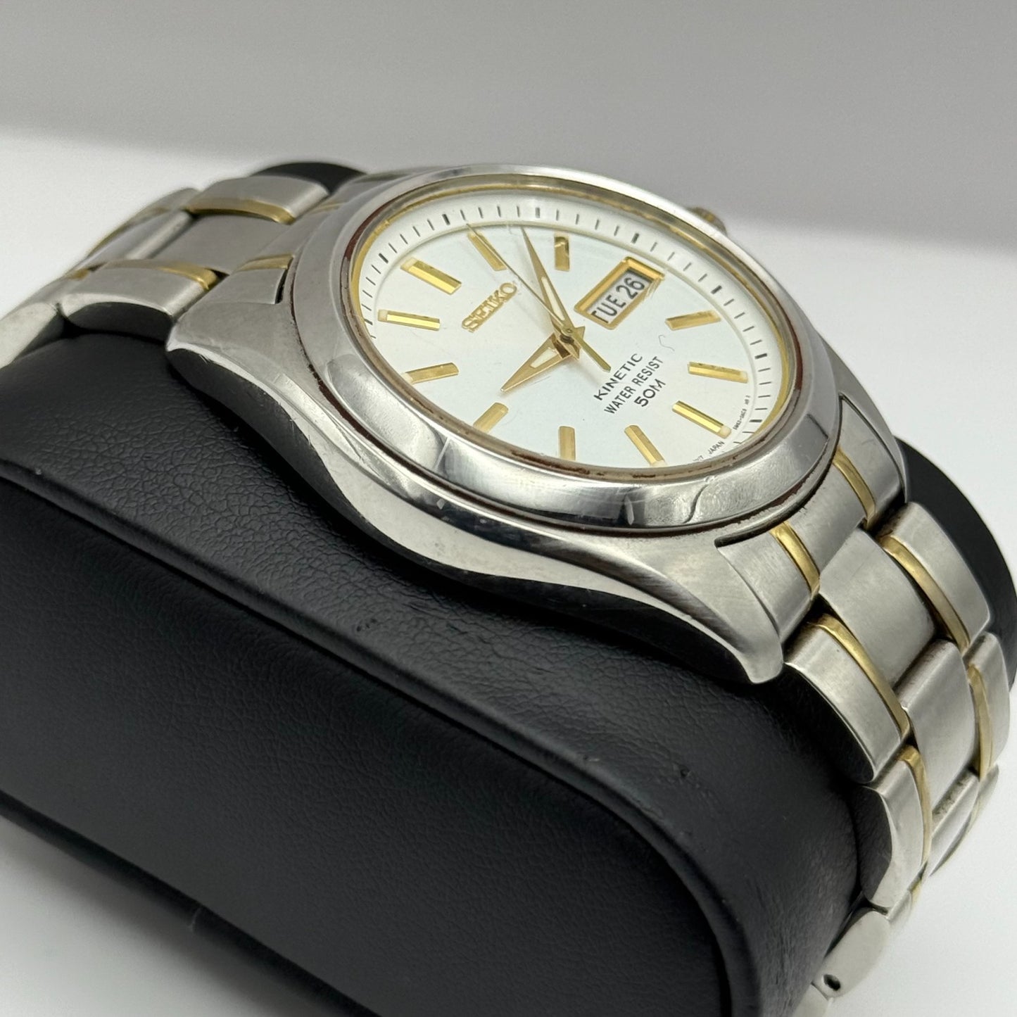 Seiko Kinetic 50M Men's Quartz Watch 5M63 - 0AC0 Date Dial 41mm PARTS REPAIR