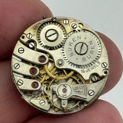 23.6mm Buren 15 Jewels Manual Wind Watch Movement Swiss Vintage PARTS SPARES