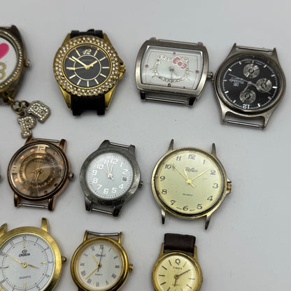 Bundle Of 16 Quartz Watches Modern / Vintage Untested Parts / Repair / Crafts