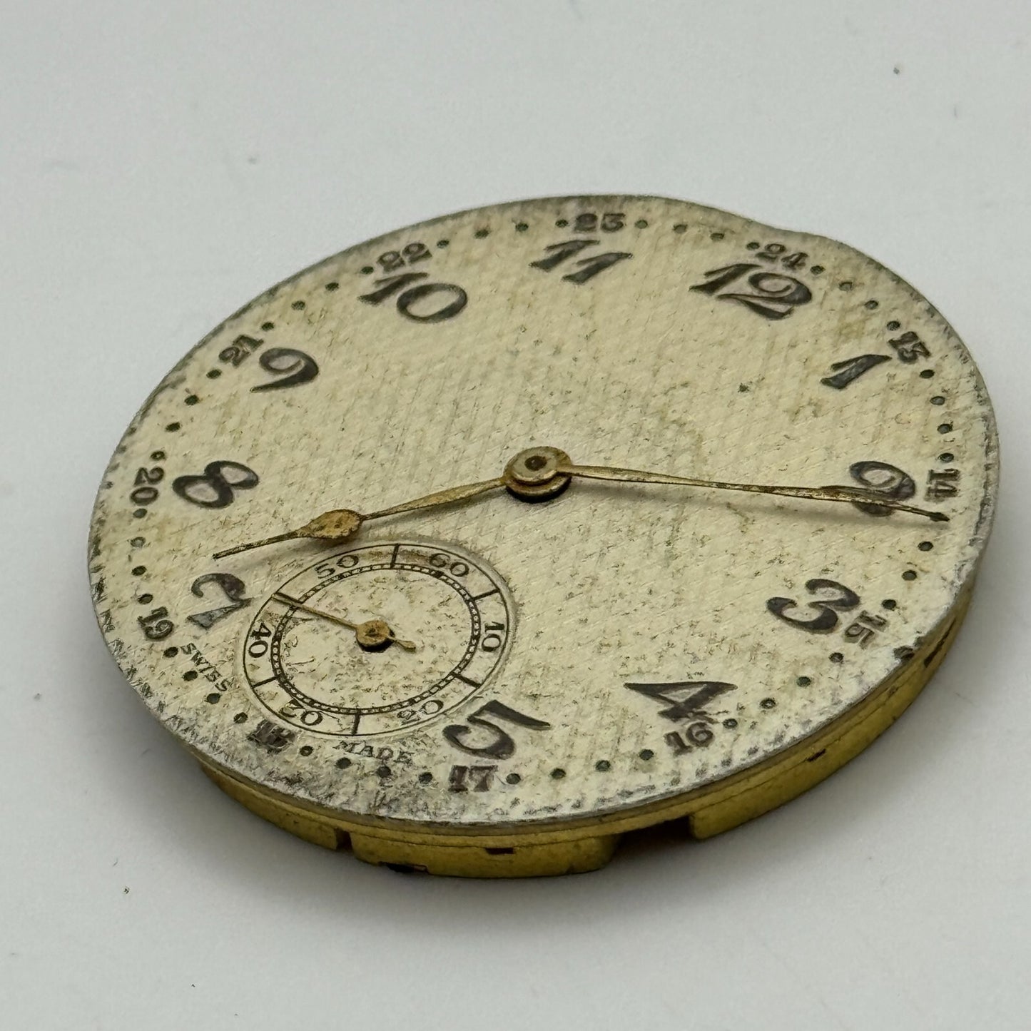 40.7mm Swiss 24 Hour Dial Sub Seconds Pocket Watch Movement Hands PARTS SPARES