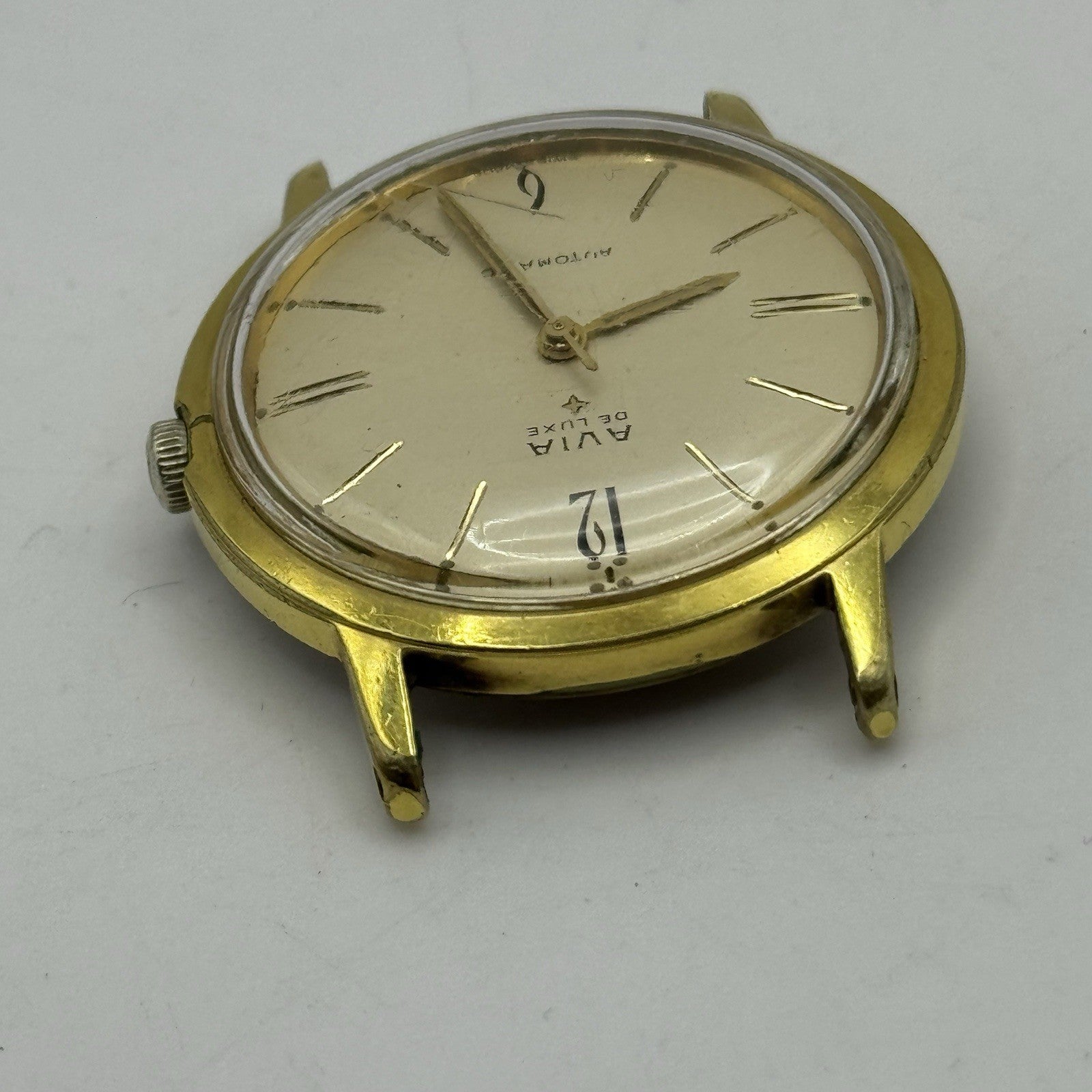 34mm Running Men’s Avia De Luxe Automatic Swiss Vintage Watch TO RESTORE / PARTS