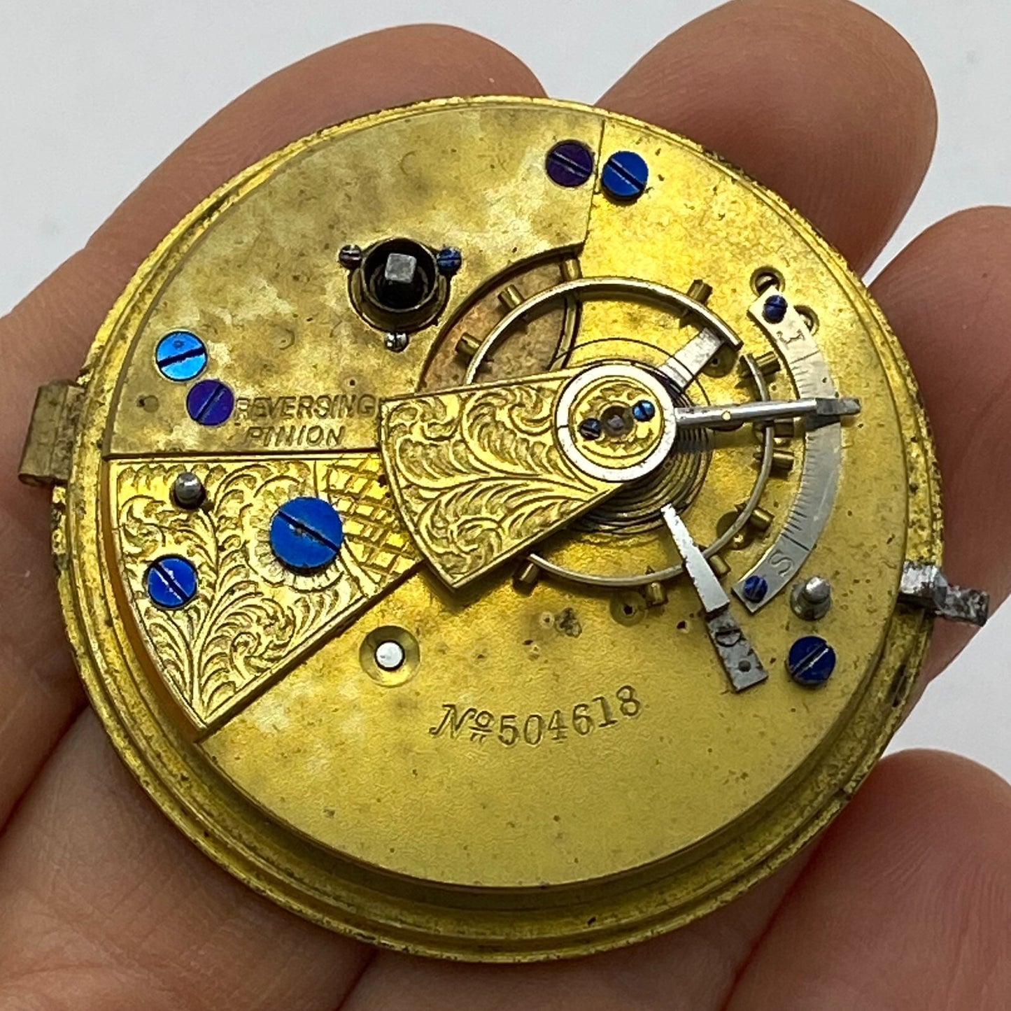 46.3mm Antique Key Wound Balance Ok Pocket Watch Movement PARTS REPAIR SPARES