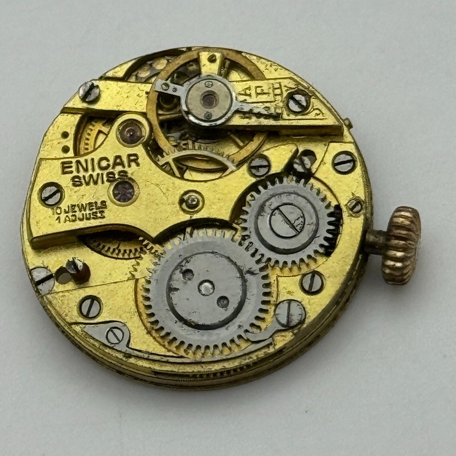 23.6mm Rare Antique Enicar Trench Watch Movement Manual Wind Swiss Vintage PARTS