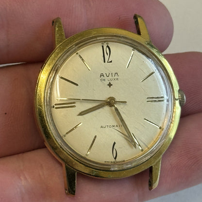 34mm Running Men’s Avia De Luxe Automatic Swiss Vintage Watch TO RESTORE / PARTS