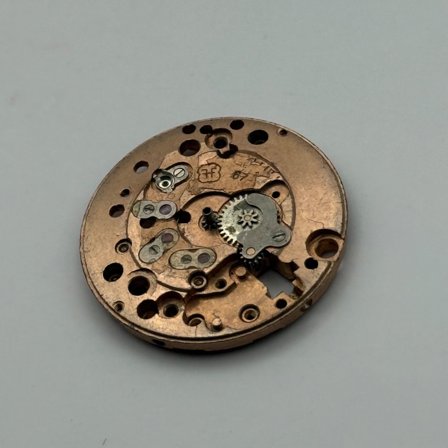 FHF 67 Watch Movement Main Plate Manual Wind Vintage Swiss Parts Repair 23.6mm