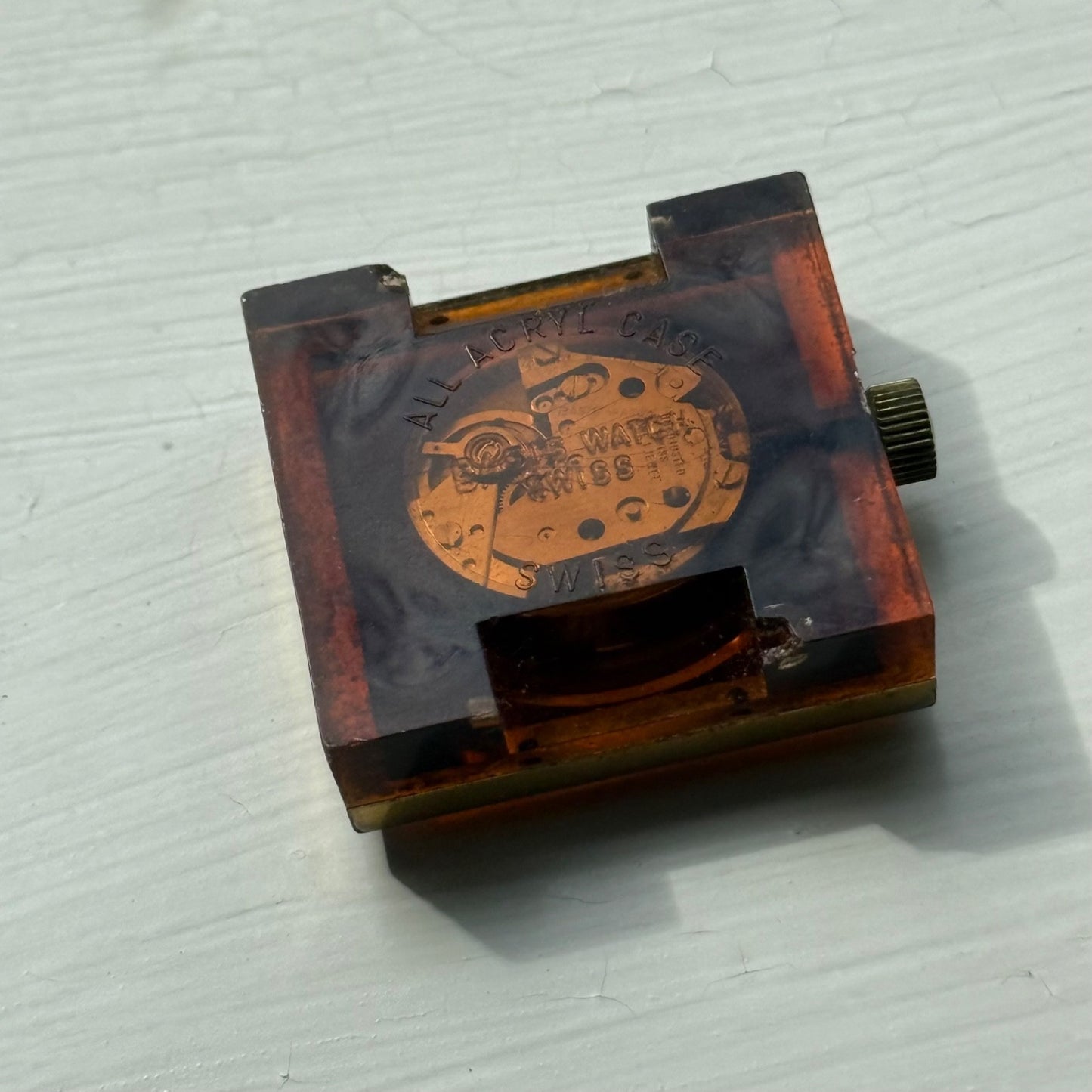 32mm Vintage Square Lucerne Acrylic Case EB 8461 Manual Wind Swiss Watch - PARTS