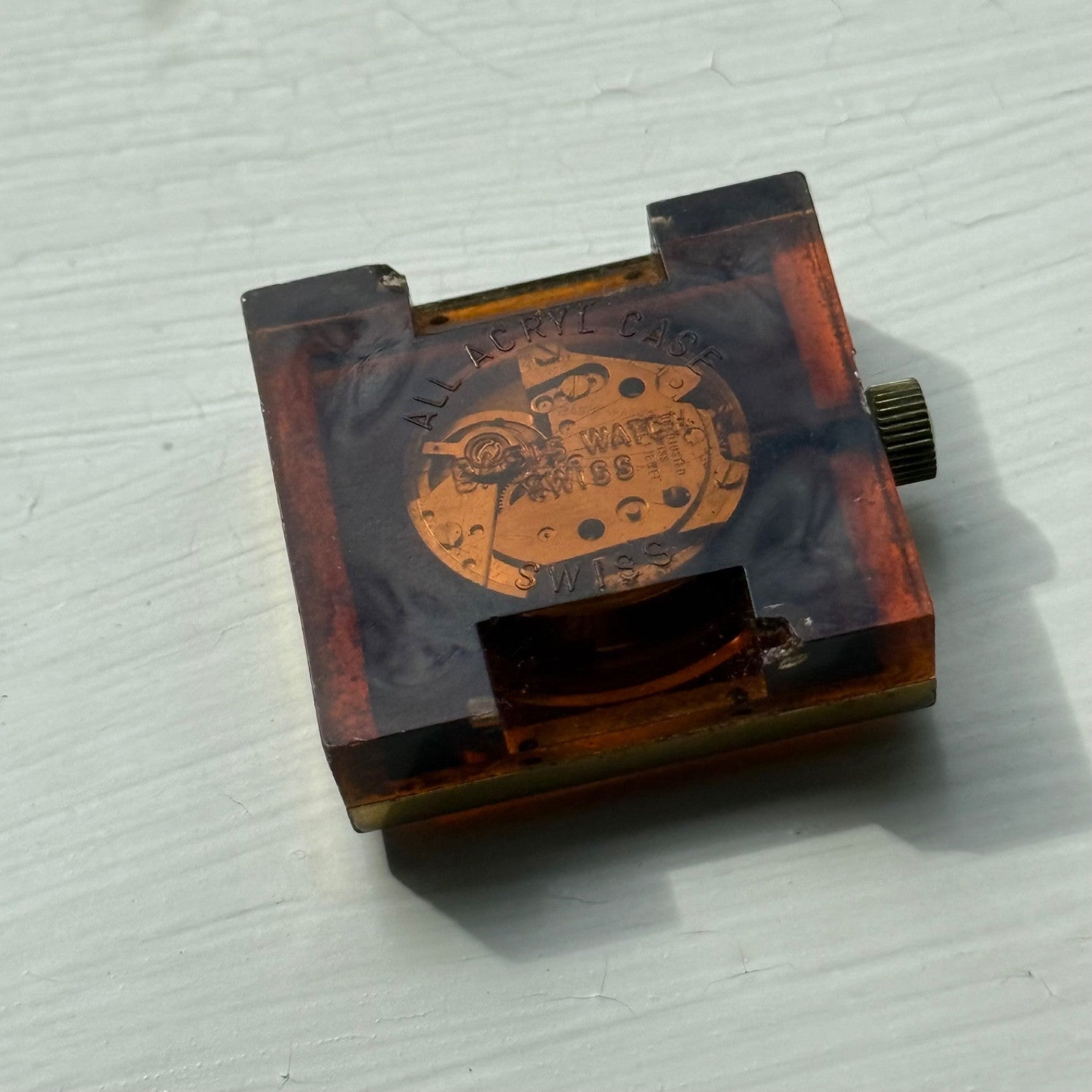 32mm Vintage Square Lucerne Acrylic Case EB 8461 Manual Wind Swiss Watch - PARTS