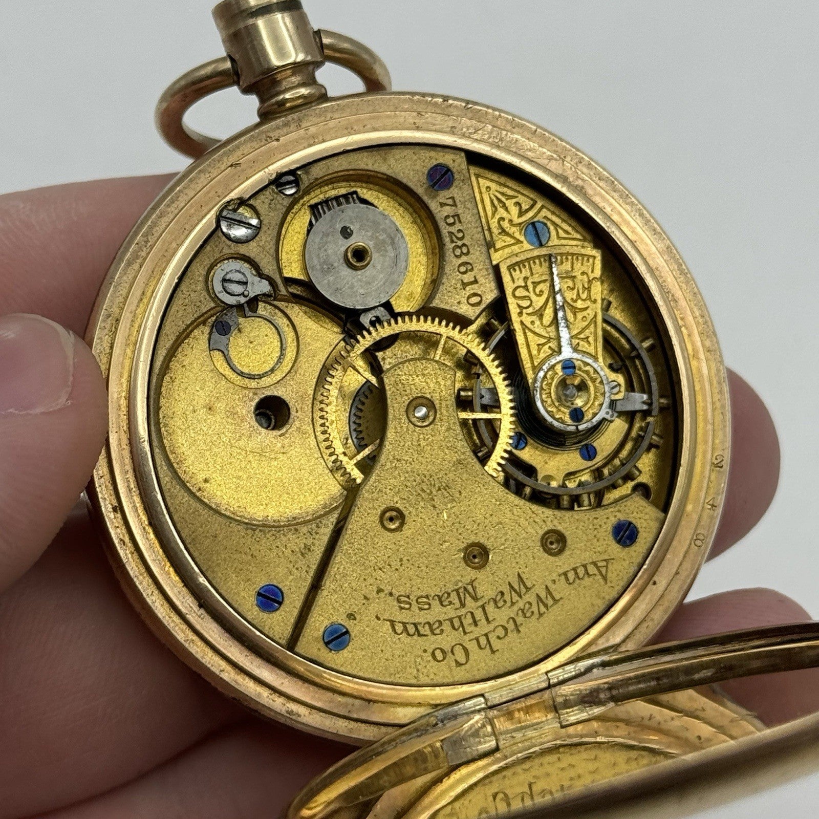 16S Waltham Bond St Model 1888 10ct Gold Plate Open Face Pocket Watch TO RESTORE
