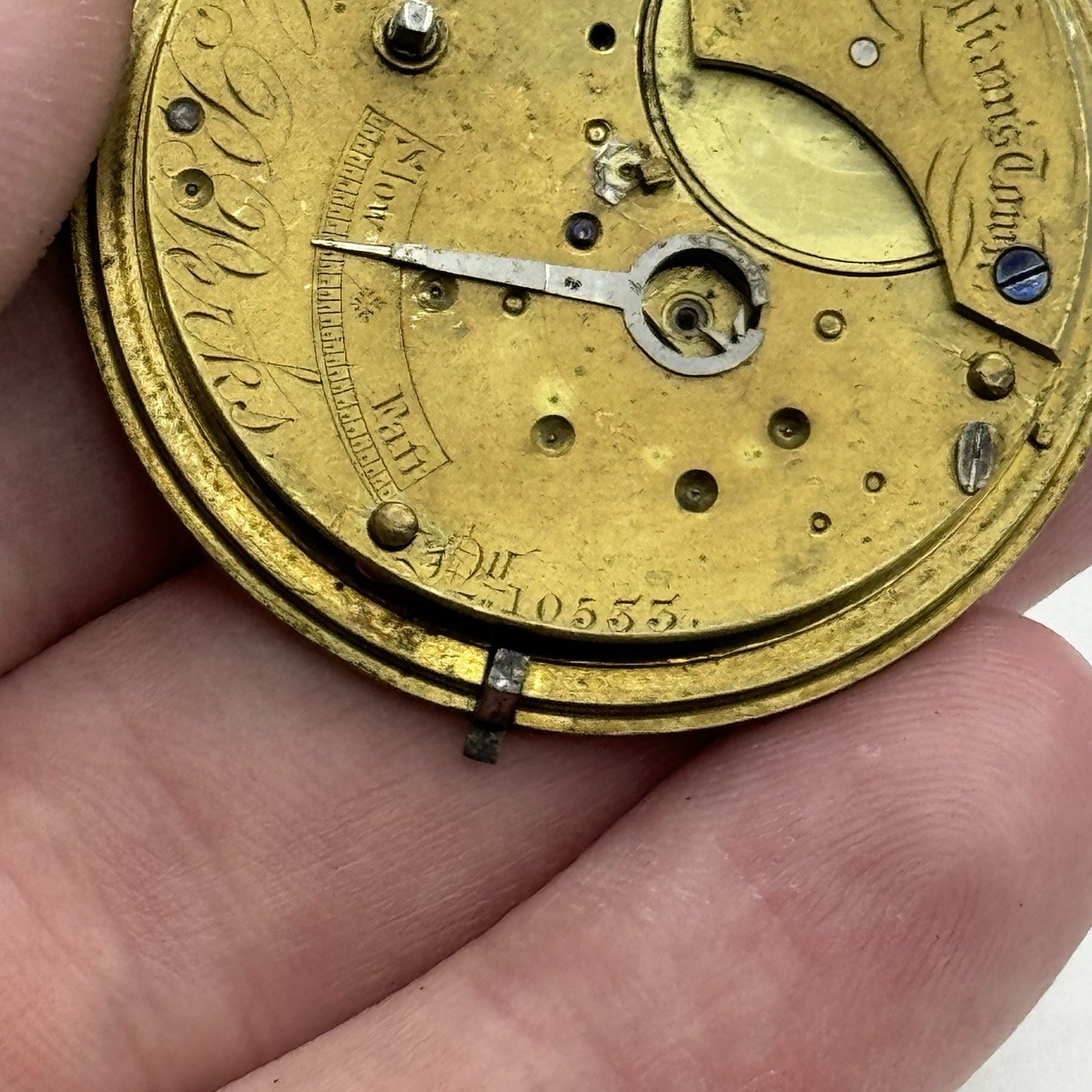 39.2mm Antique G P Perks King Williams Town Fusee Pocket Watch Movement PARTS