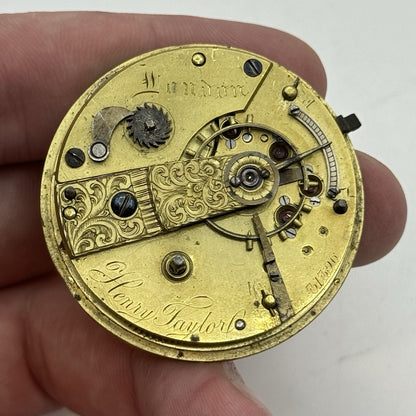 43.3mm Antique Henry Taylor London Quality Fusee Pocket Watch Movement - PARTS