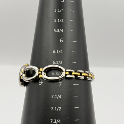 Carvel Ladies Quartz Watch MOP Oval Dial Silver Gold Tone Bracelet Working 19mm