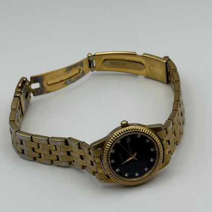 Pulsar Ladies Quartz Watch Crystal Markers Date Gold Tone Bracelet Working 25mm