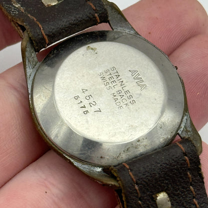 32mm Mens Vintage Avia 15 Jewels FHF 28 Pointer Seconds Hand Swiss Watch PARTS